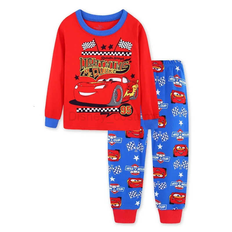 Disney Kids Pajamas Sets Baby Girls and Boys Lightning Mcqueen Pyjamas Cotton Clothes 95 Car Cartoon Long sleeve TshirtPants pyjama H250926