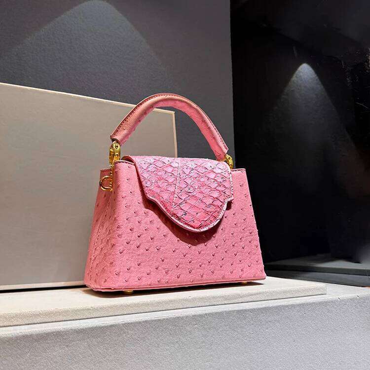 Designer Brand New High Quality Leather Handbag For Women Fashion Ostrich Print Single Shoulder Crossbody Bag Hot Sale