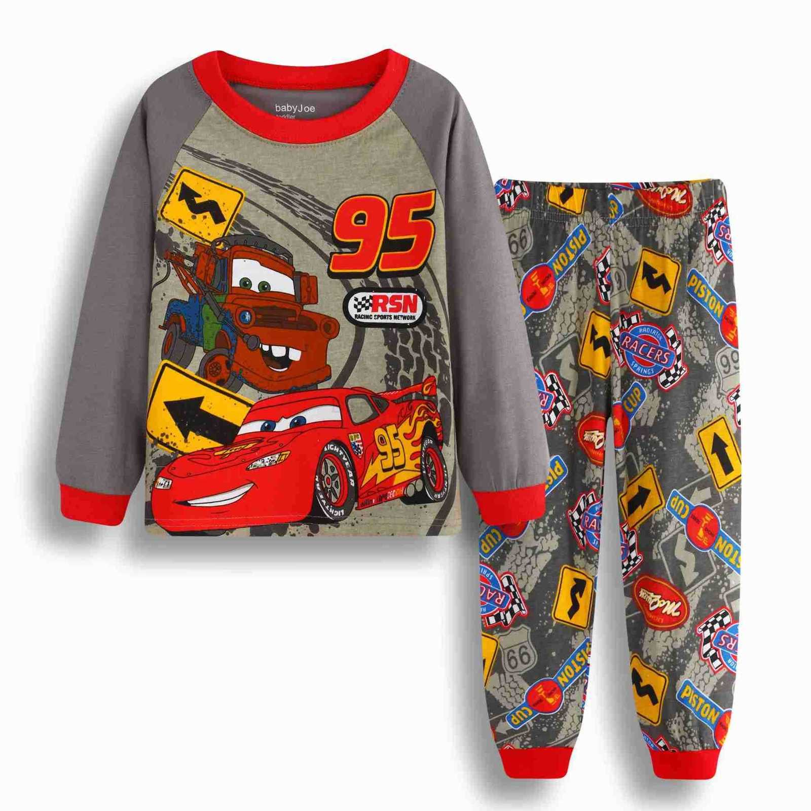Disney New Kids Pajama Set Cotton Soft Cars Print Loungewear Long Sleeve Pjs Sleepwear for Toddler Boys nighty Girls nightwear H250926