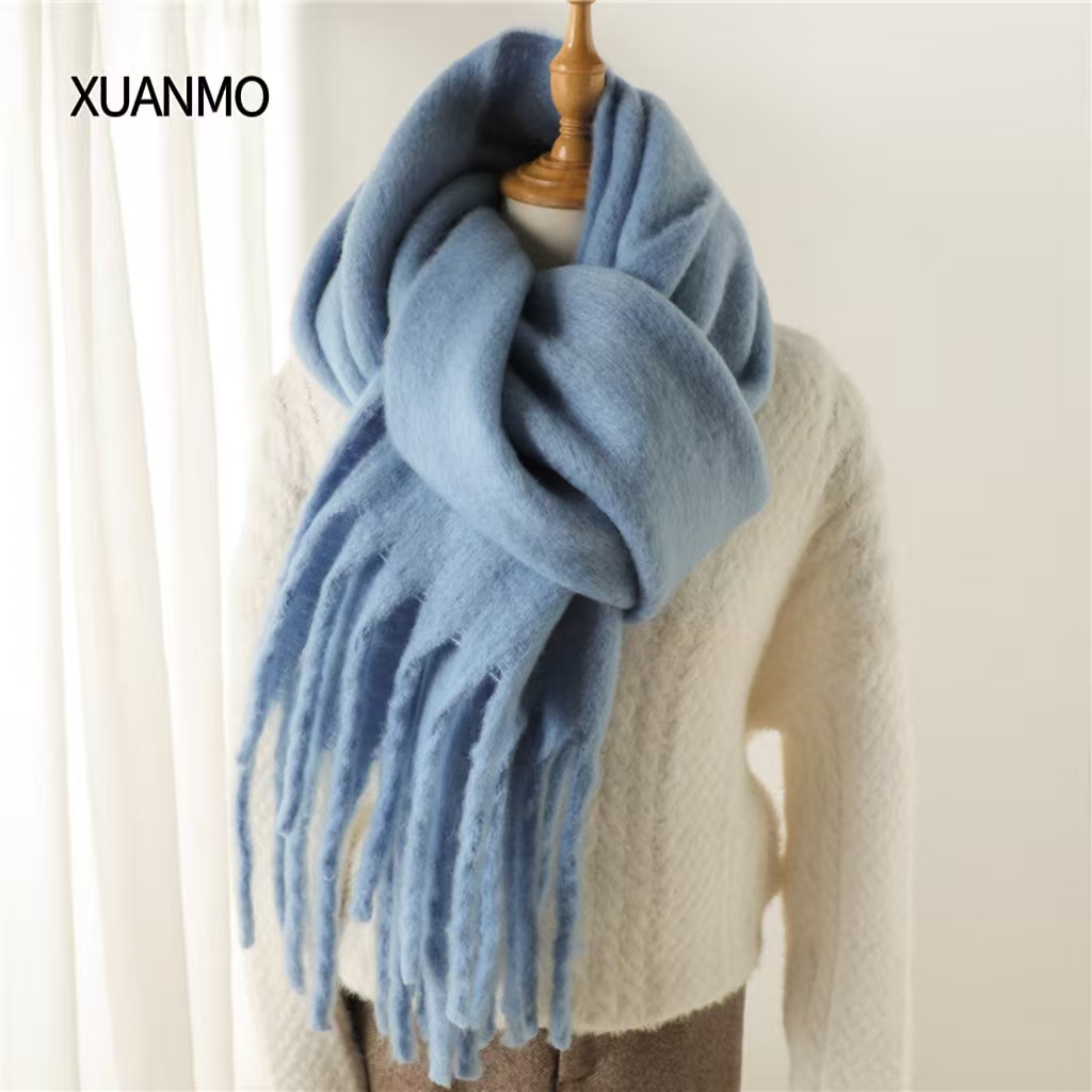 K1972 New winter thickened lambswool scarf shawl Korean style solid color versatile women's wholesale price flexible minimum order quantity