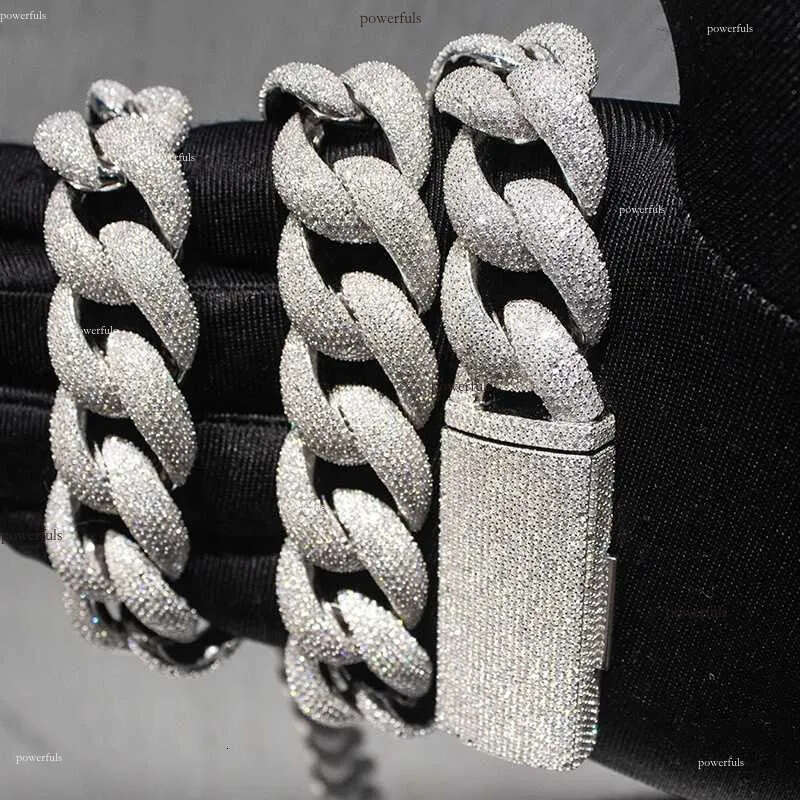 Hiphop Rapper 20mm Iced Out Moissanite 4 Rows Miami Cuban Link Chain