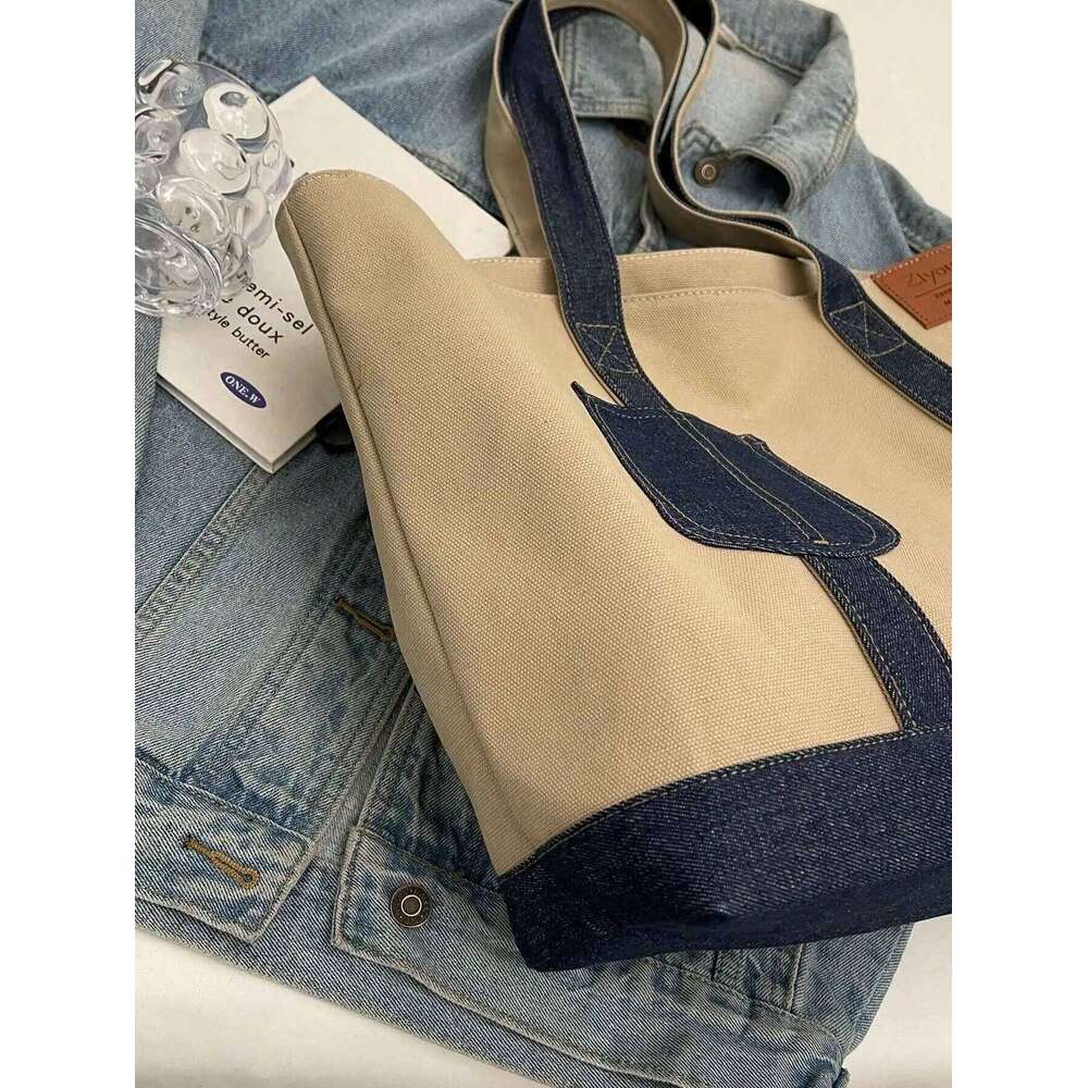 Stylish Durable Canvas Tote Bag Large Capacity Men Women - Suitable for School, Work and Travel