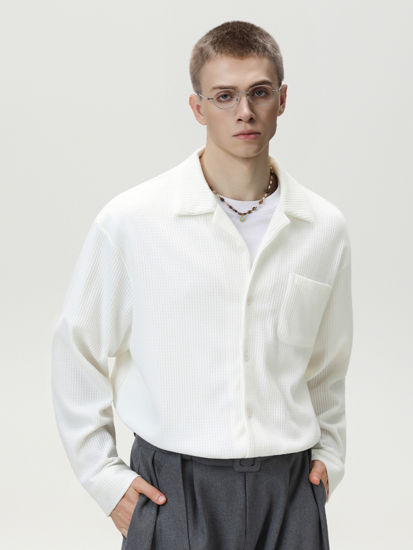 B796615 Master quality Solid color lapel jacket workwear men's 2025 new spring and autumn coat tops versatile loose simple casual