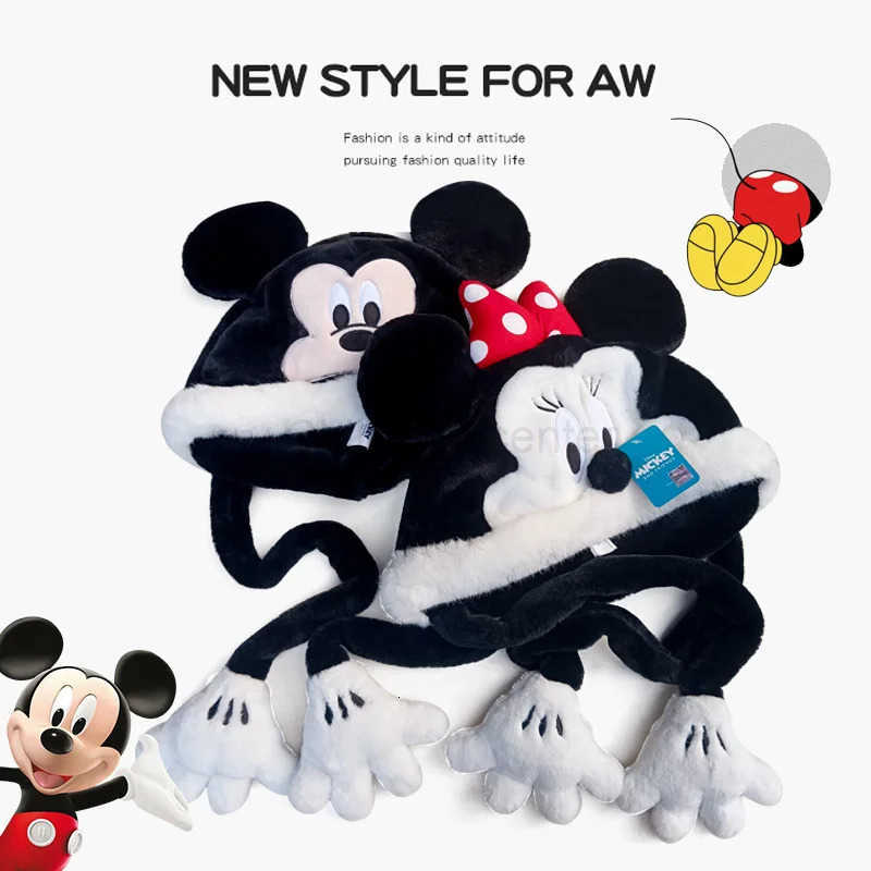 Disney Kawaii Winter Warm Plush Hat Minnie Mickey Mouse Figure Soft Cap For Adults Christmas Gifts H250926