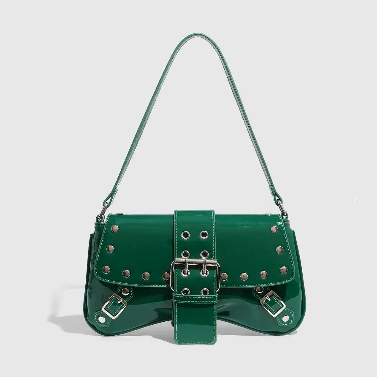 Women Bag Punk Style Rivet Shoulder Bag Handbag Armpit Bag Vintage Patent Leather Casual Purse and Handbags Female Underarm Tote Z250926