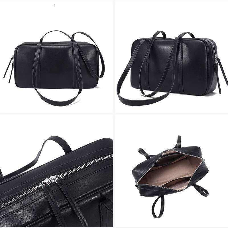 Women's Cow Genuine Leather Shoulder Bags Ladies Fashion Designer Handbags Female Retro Commute Boston Cowhide Handbag