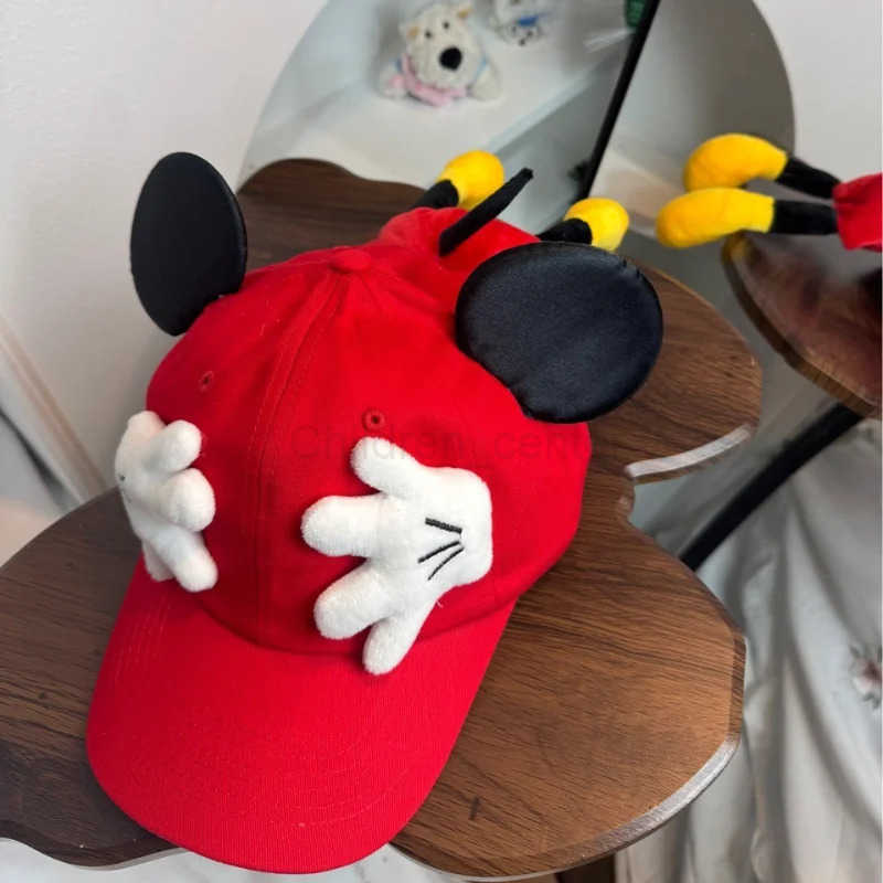 Disney Anime New Baseball Cap Cute Mickey Small Palm Doll Sun Protection Boys and Girls Cartoon Mickey Ears Hat for Friends Gift H250926