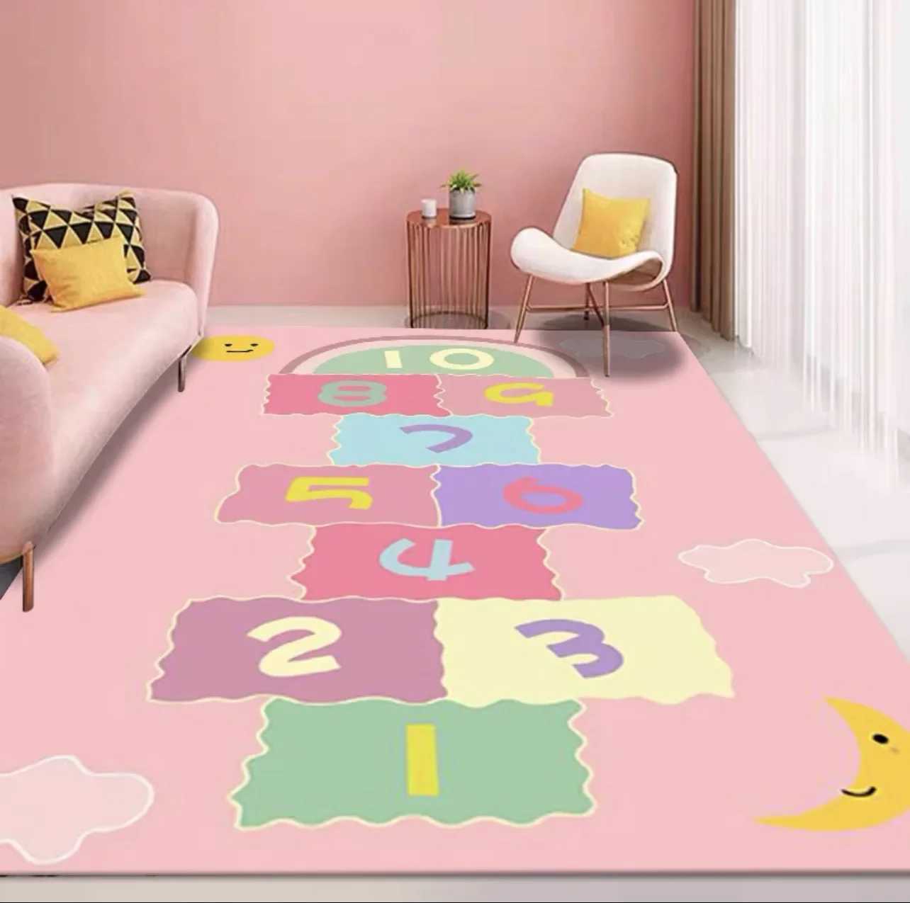 Cartoon Hopscotch Carpet NonSlip Childrens Room Study Table and Chair Mat Kindergarten Play Floor Mat Home Decoration C250926