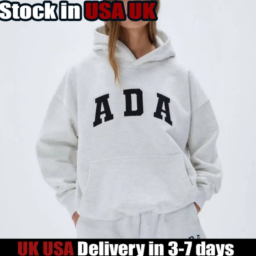 25Ss Ada Oversized Sweatshirts Adanolaly Cotton Loose Hoodies Letters Embroideried Fashion Lady Sweaters 35A