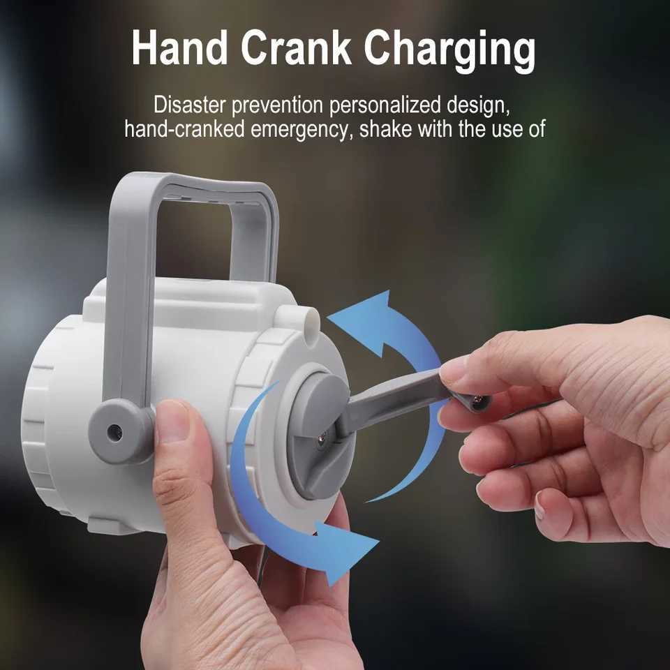 BORUiT Hand Crank LED Camping Lantern TypeC Rechargeable Power Bank Tent Light Gear Self Powered Torch Camping Searchlight C250925