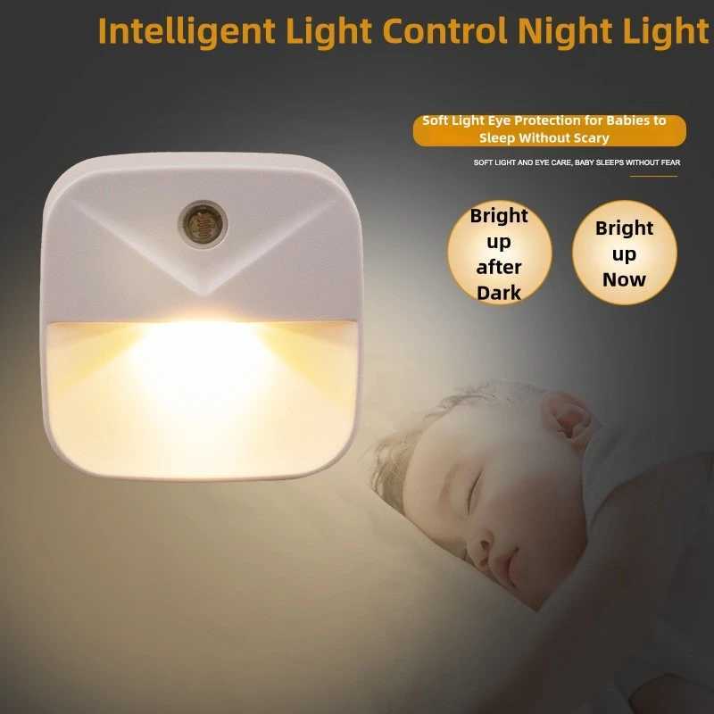 LED Night Light With Motion Sensor Light EU Plug Socket Lamps Children Night Lights Wireless Wall Bedside Bedroom Night Lamp C250925