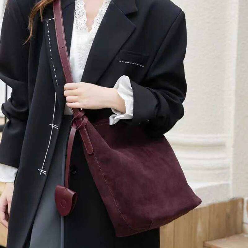 Women's Soft Frosted Cow Leather Shoulder Bag Female Retro Casual Cowhide Durable Handbags Ladies Fashion Trend Bags Girl Suotong2509