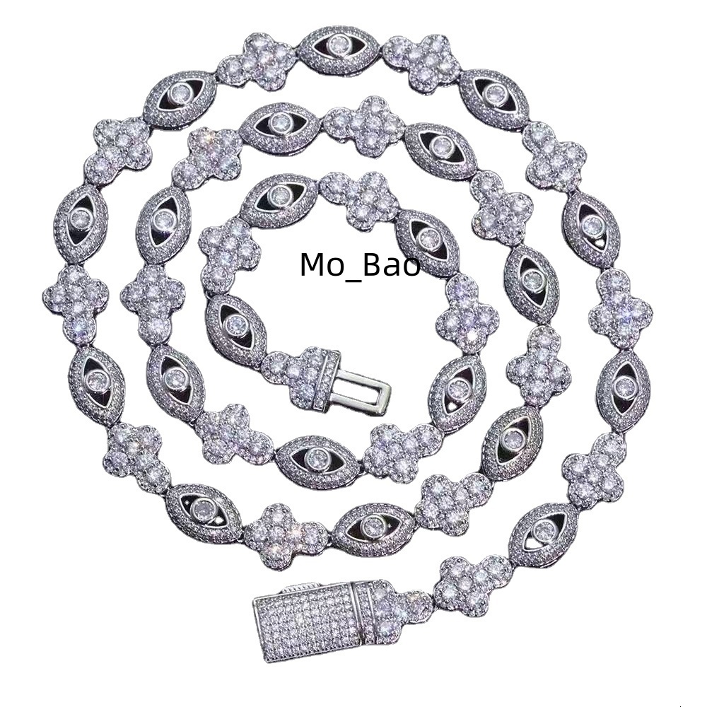 Personalized Trendy Hip Hop Eye Cross Necklace for Men and Women ZirconEmbellished Link Chain Brass Jewelry for Parties
