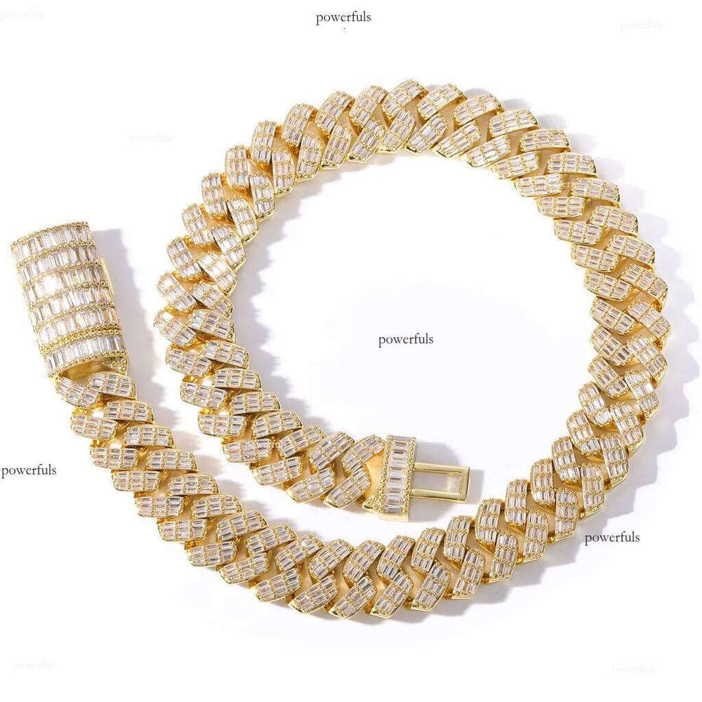 moissanite iced out cuban k chain Hip Hop Fine Jewelry Baguette Dia Men Necklace Sterg Sier Fully Vvs Moissanite designer jewelry
