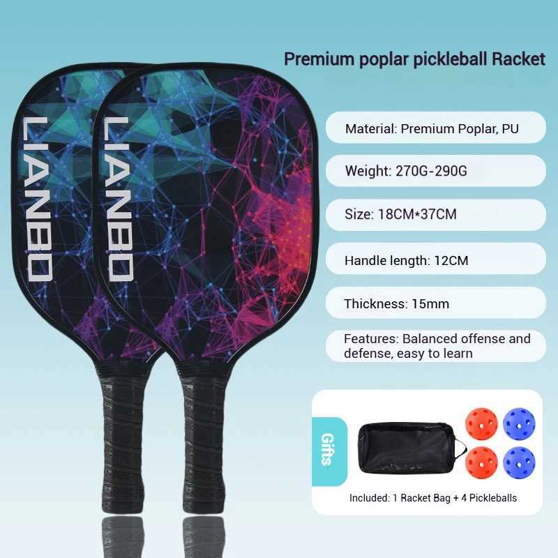 Pickleball Rackets Set Pickleball Paddle Set of 2 Rackets 4 Pickleballs Balls Beach Tennis Pickleball Racquet Lightweight J250926