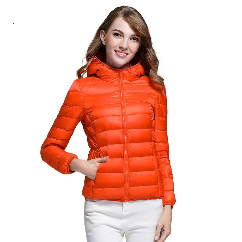Women Down Jacket Autumn Winter Long Sleeve Hooded Warm White Duck Down Jackets Fashion Light Weight Casual Black Coats 250917