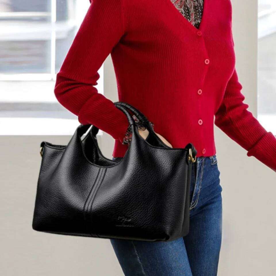 Winter High Quality Soft Leather Women's Handbag Tote Women Shoulder Bag Famous Trendy Female Crossbody Bags Wallet