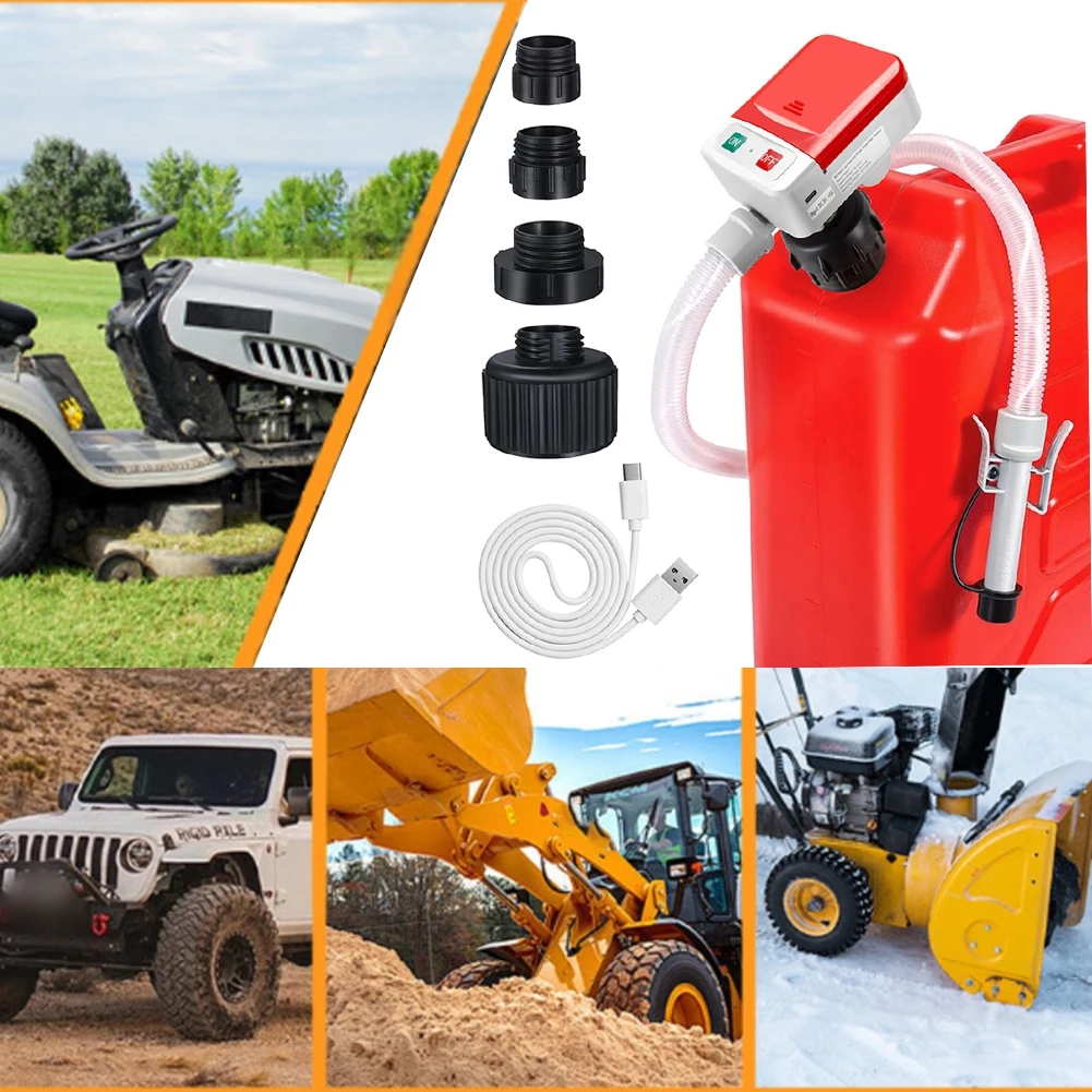 4th Gen Gas Can Fuel Transfer Pump Electric Pump Electric Fuel Hose Diesel Oil Pump 4 Adapters For Oil, Battery USB