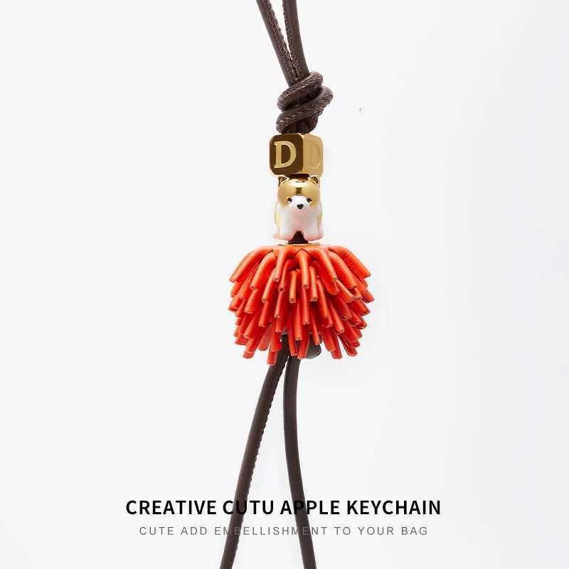 Luxurious Cowhide Bag Charm Handmade Rope Bag Charm Flower Leather Pendant Cute Car KeyChain DIY Decorative Charm Bag Accessories32 D250926