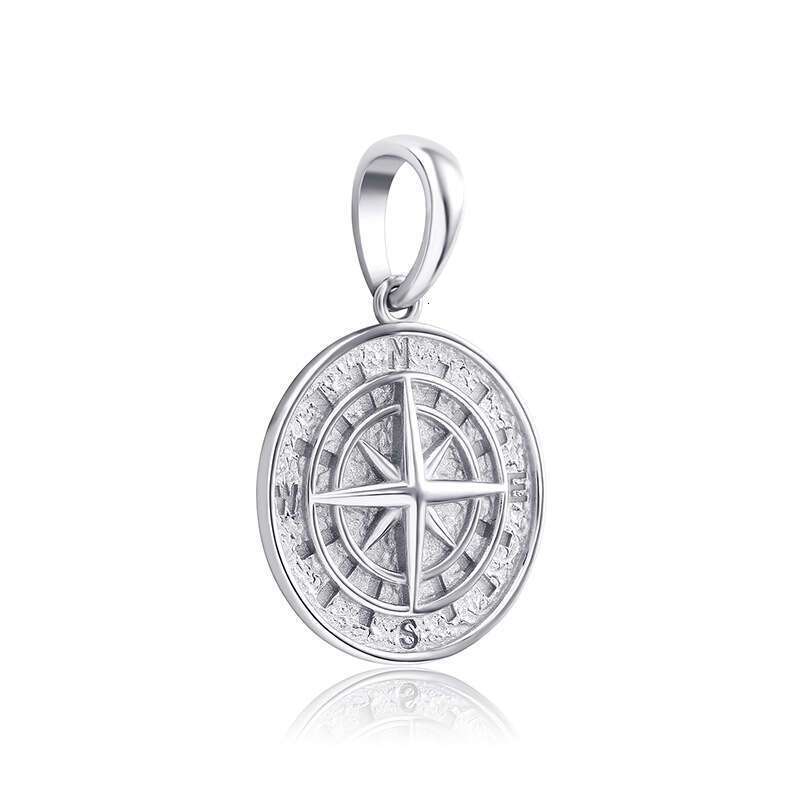 Sier Compass Hip-Hop Pendant Necklace Jewelry Accessories for Men and Women