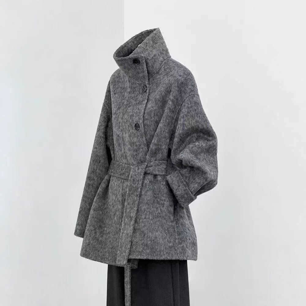 2024 New Hepburn Sle DoubleSided Wool Coat for Women Korean Version College Sle Petite Slimming Woolen Jacket Stand Collar W250926