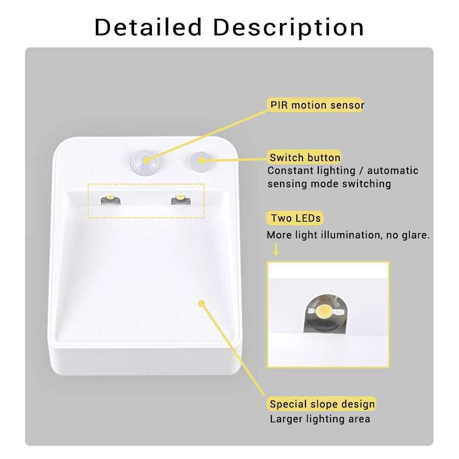 LED Night Light PIR Motion Sensor Night Lamp Wireless Detector AA Battery Powered Wall Lamp Auto OnOff Cabinet Stairs Lighting C250925
