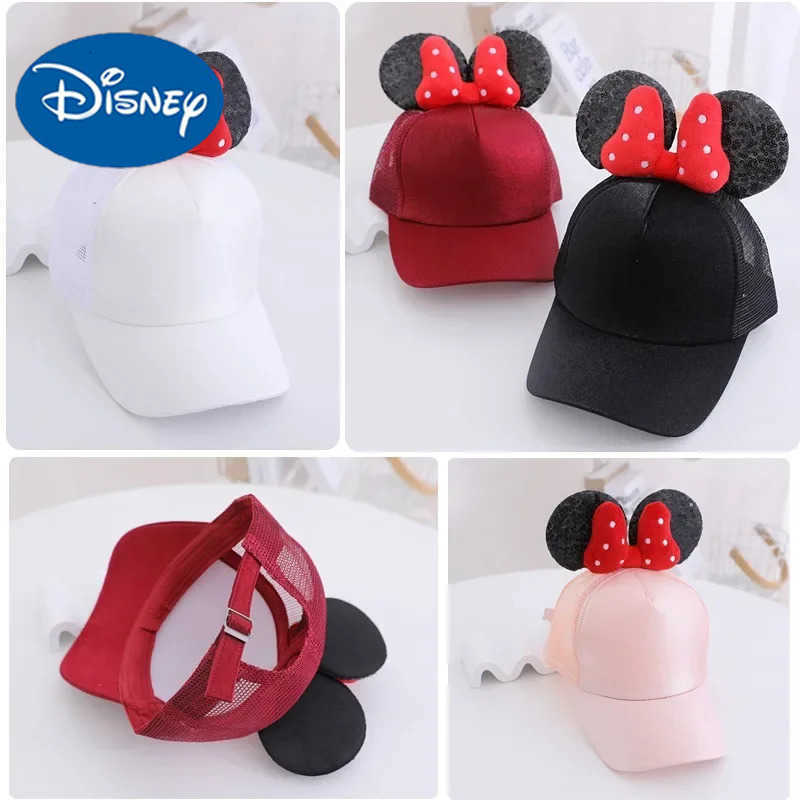 Disney Minnie Mouse Baseball Cap Mesh Women Summer Cute Snapback Hat Girls Hip Hop Kawaii Cartoon Breathable Travel Party Hats H250926
