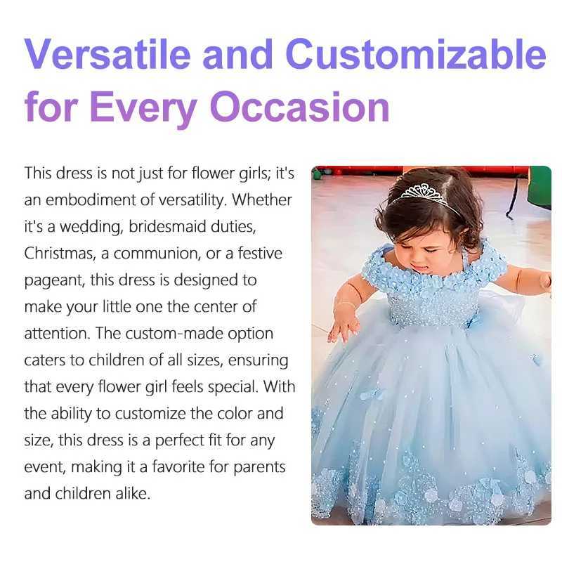 Luxury Princess Applique Flower Girl Dresses For Wedding Tulle Pearls Ball Kids Pageant Gown Birthday Party First Communion Wear Z250926
