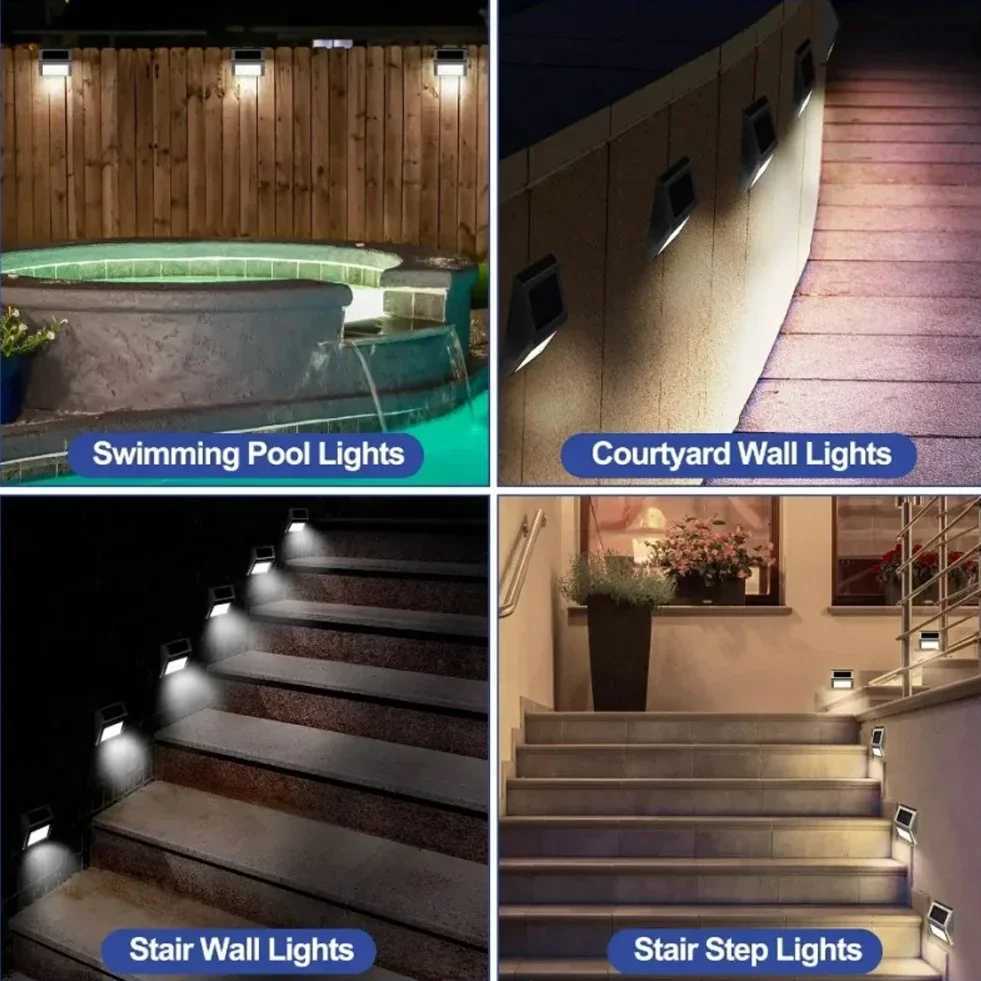 112pcs Solar Stainless Steel Step Light Waterproof Anticorrosion and Environmental Protection Wall Light for Garden Fence Wall C250925