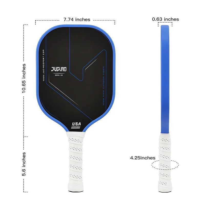 JUCIAO USAPA Approved Thermoformed Unibody T700 Raw Carbon Fiber Pickleball Paddle Spin Textured Surface With Foam Edge J250926