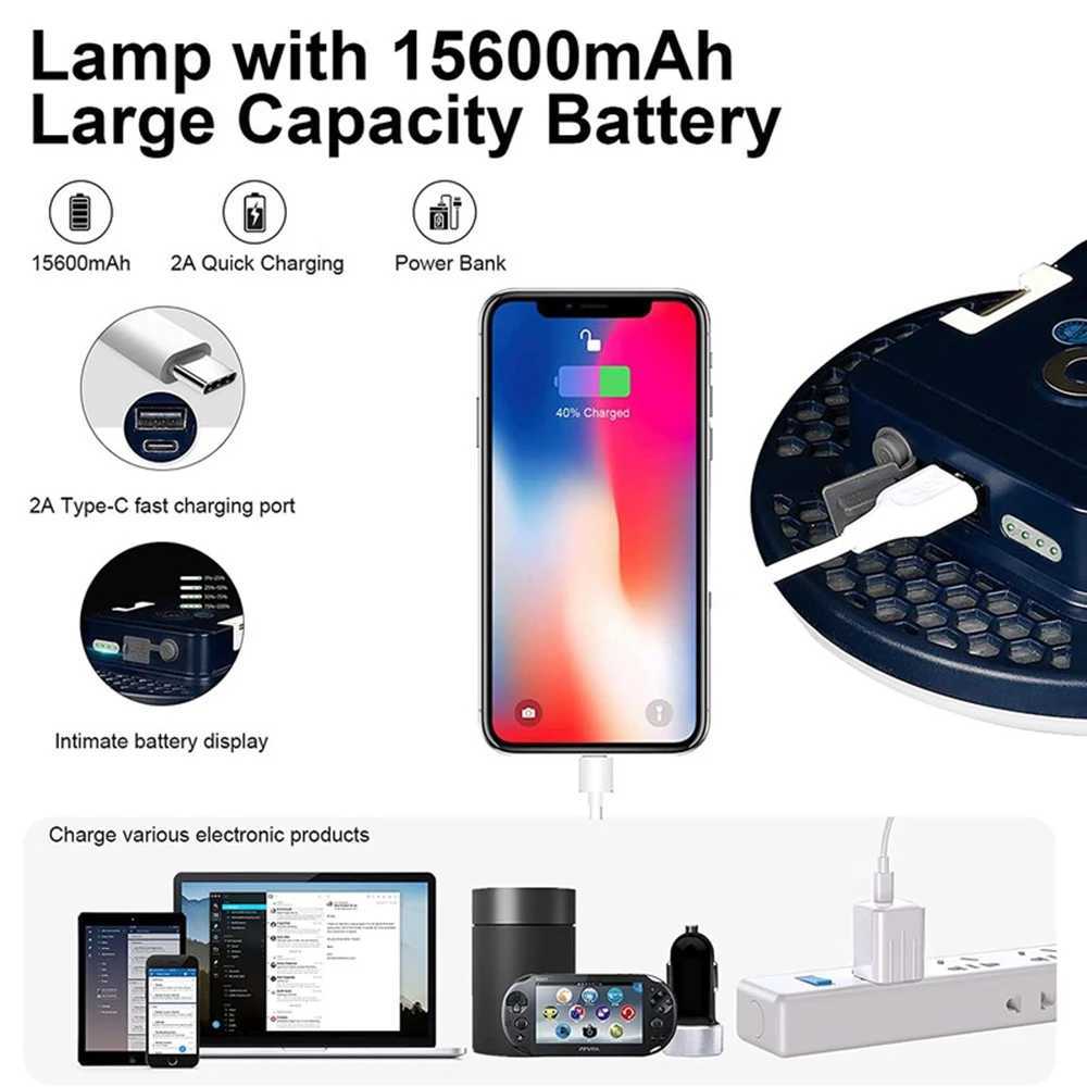 Remove Control Camping Lantern Outdoor Camping Light Rechargeable Flashlight Strong Light Portable Lanterns Power Bank Tent Lamp C250925