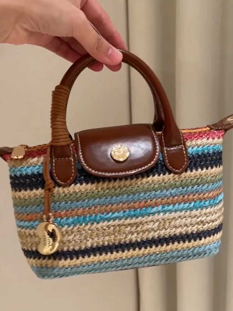 Rainbow Weave Womens Crossbody Bag Luxury mat Handbag Dumpling ape Magnetic Bule Soft Fabric oulder BagW250926