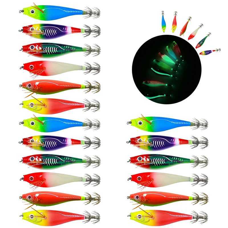 Fishing Squid Hook Luminous Webfoot Octopus egi Lure Wood Shrimp Squid Lure Cuttfish Shrimp Baits Wobbrs Swimbait W250926