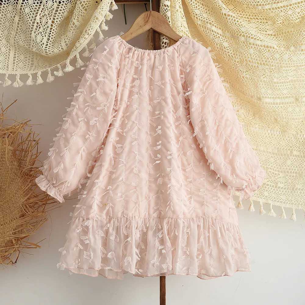 Bear Leader Autumn Pink Girls Casual Dresses with Lace Decoration One Shoulder Princess Dress Sweet and Cute Childrens Clothing Z250926
