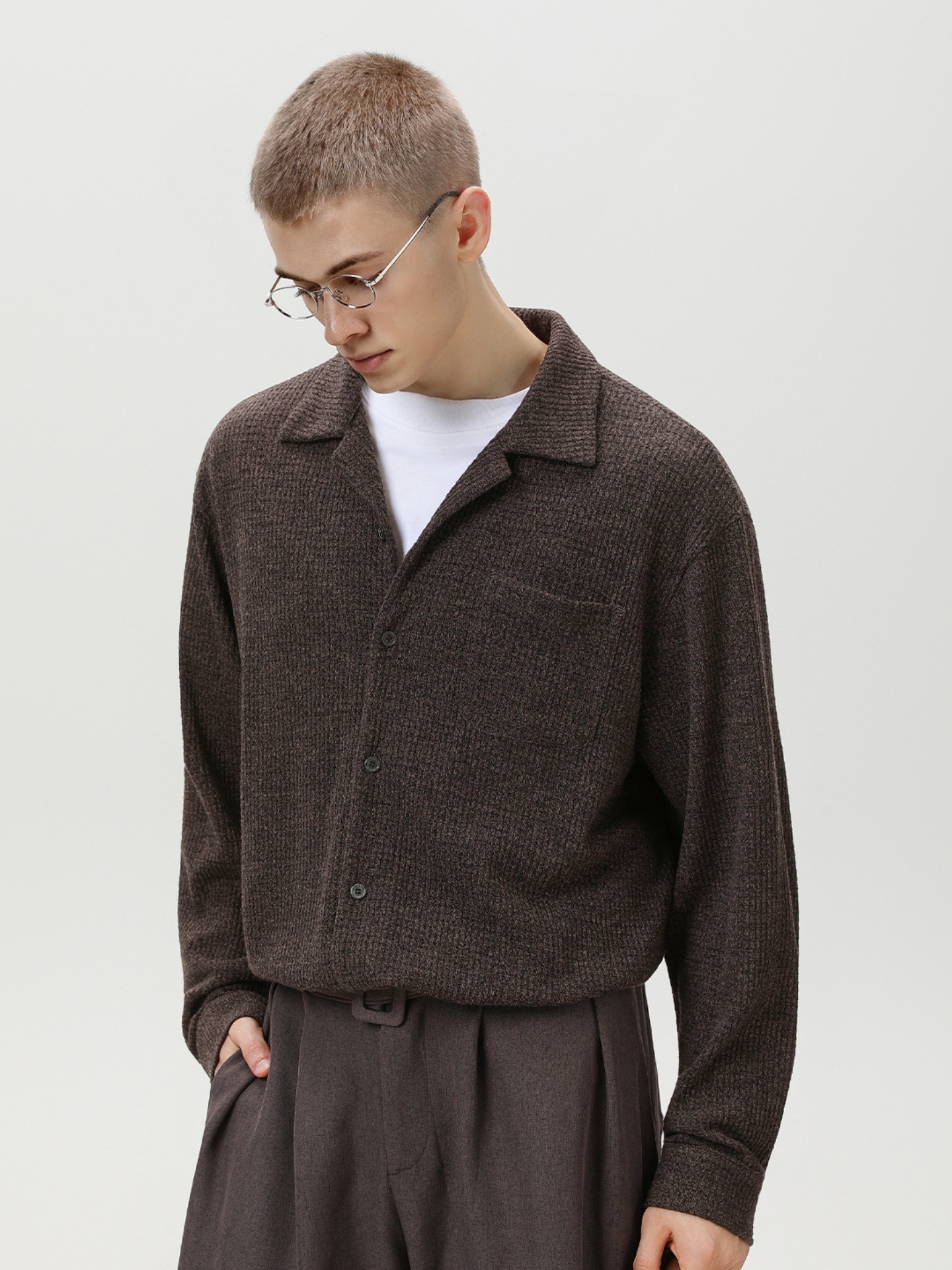 B796615 Master quality Solid color lapel jacket workwear men's 2025 new spring and autumn coat tops versatile loose simple casual