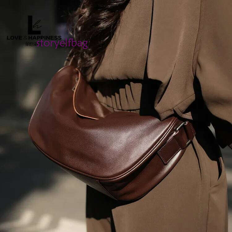 High Quality Genuine Leather Crossbody Handbag for Women, Large Capacity Shoulder Bag, Cowhide Retro Fashion Saddle Bag