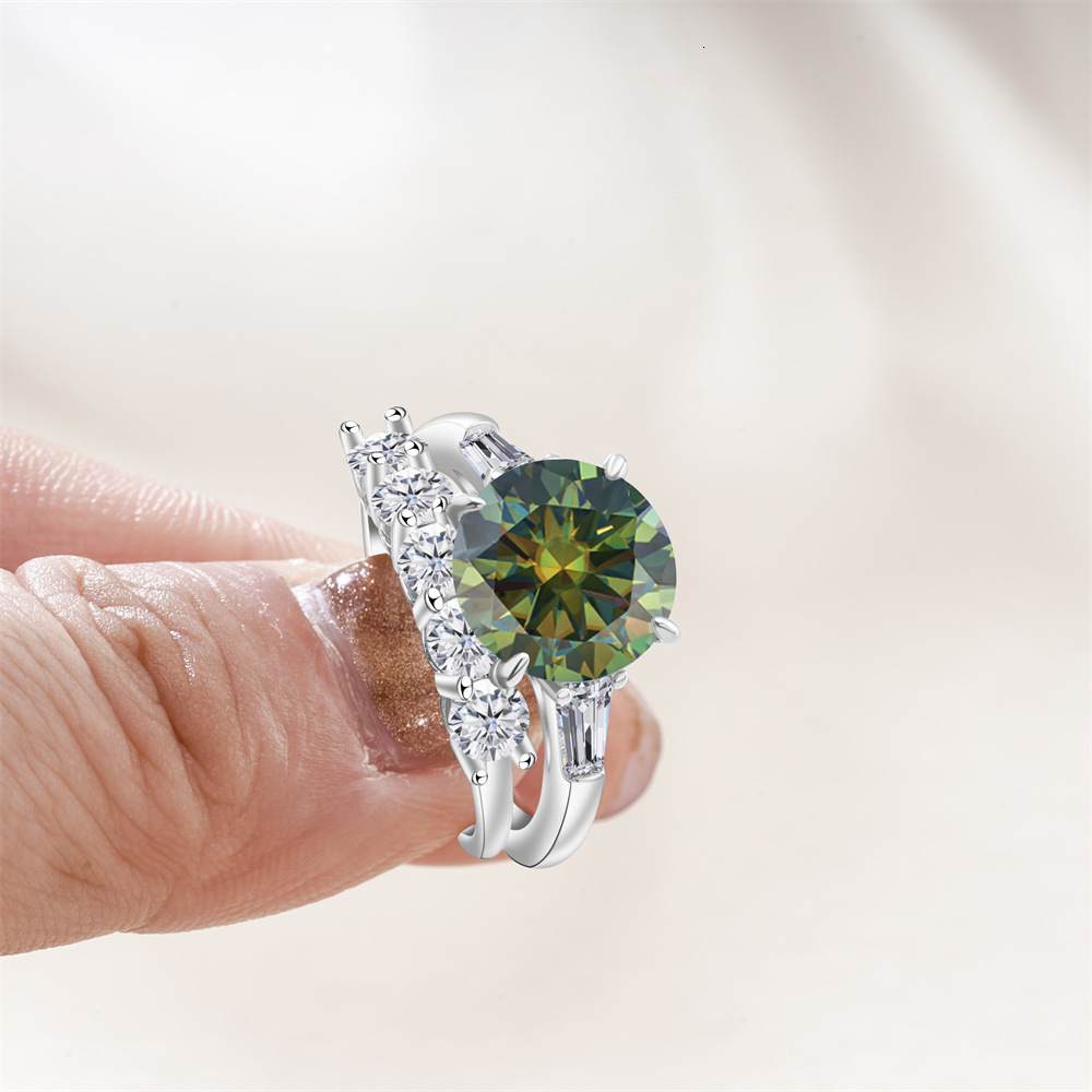 6.5 CT Luxury Sterling Silver Moissanite Ring Set with GRA Certificate Authoritative Certification Birthday Gift Recommendation