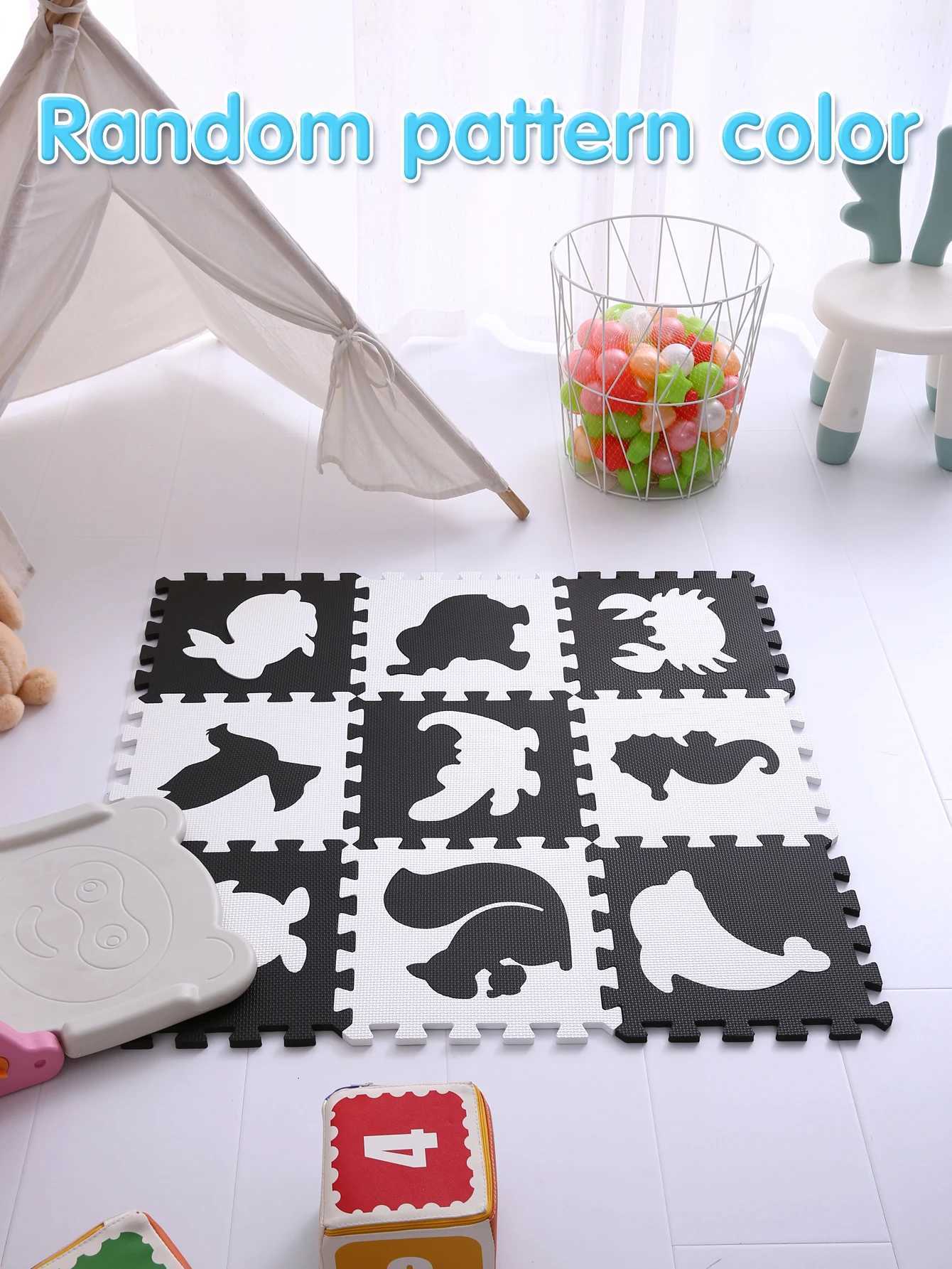 9Pcsset Square Interlocking with Puzzle Pattern Floor Mat Foam Play Mat Multicoloured for Kids Indoor Play Random colors C250926