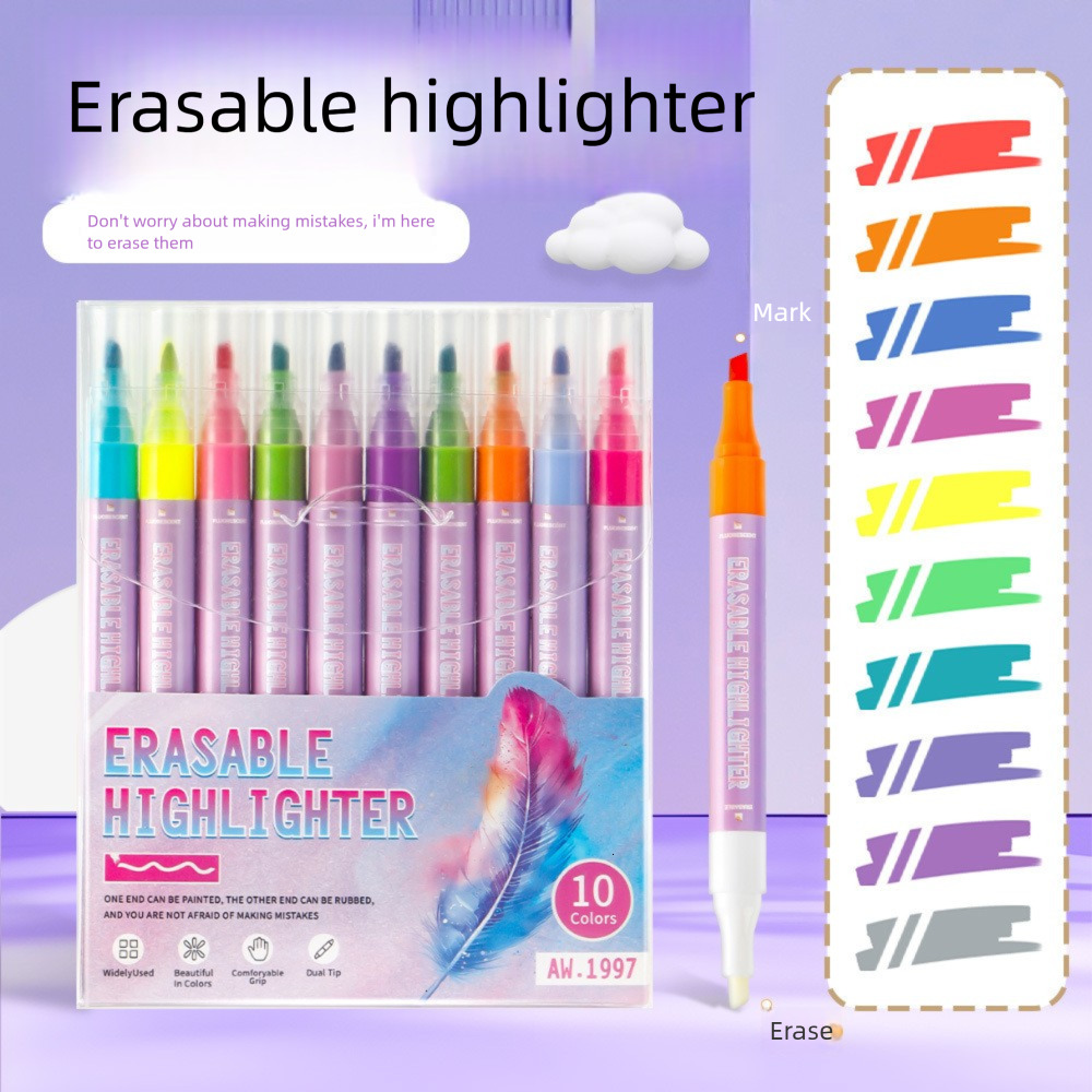 Bestseller Morandi Color Creative Outline Journal Student Key Marker Dualtip Erasable Highlighter Pen ddmySat