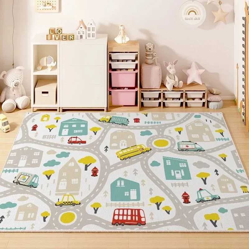 Childrens Room Play Area Carpet Living Room Bedroom Childrens Car track Digital puzzle game mat Baby play crawl mat C250926
