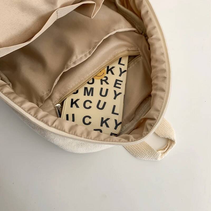 Small Canvas Backpacks Women 100% Cotton School Bags For Teenage Girls Solid Purple Brand Korea Style Cloth Casual Satchels high-quality