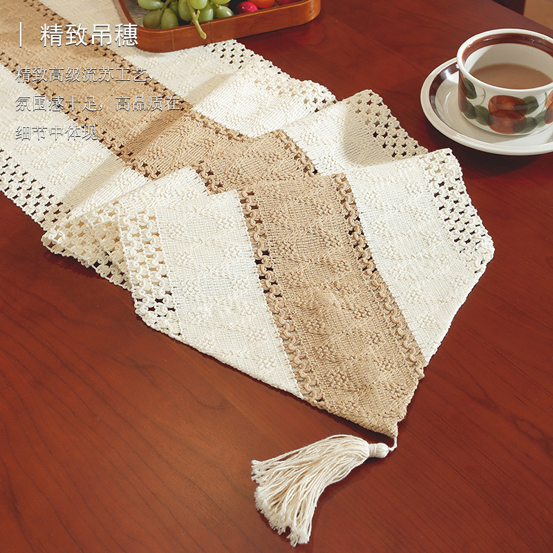 Table runner stitching tassel simple style holiday table decoration long cover cloth TCN501