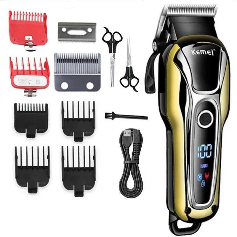 Kemei Professional Hair Clipper Rechargeable Trimmer Men Electric Cutter Hair Cutting Machine LCD Cordless Beard Trimmer R250926