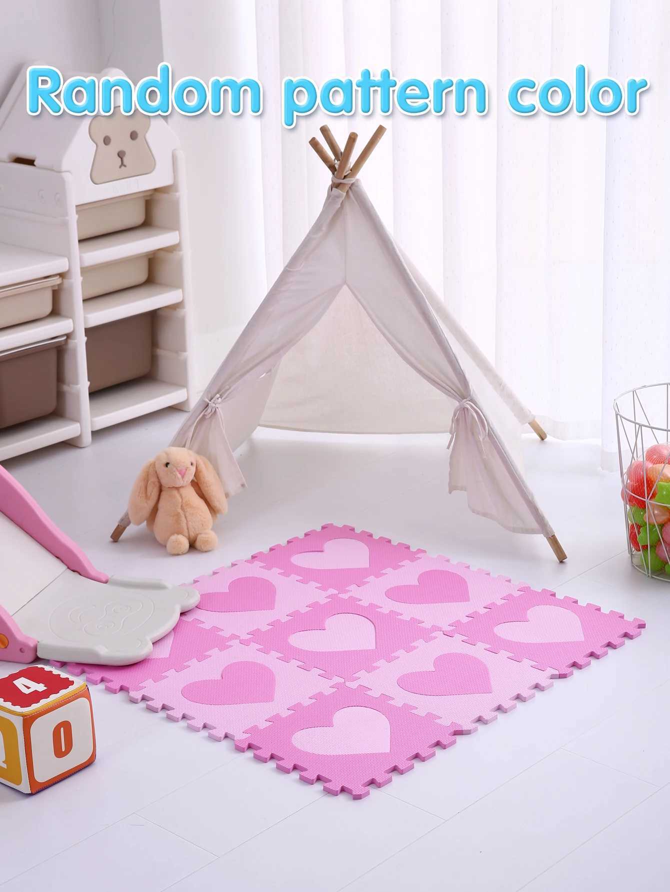 9Pcsset Square Interlocking with Puzzle Pattern Floor Mat Foam Play Mat Multicoloured for Kids Indoor Play Random colors C250926