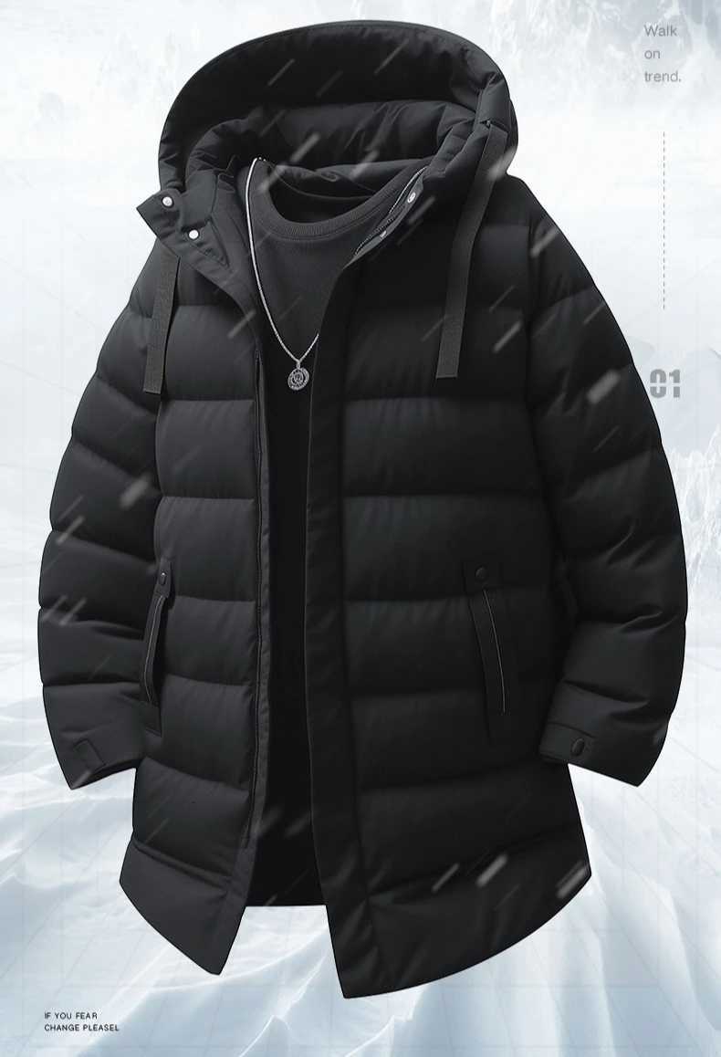 Long Down Jacket Men Thicken Warm Winter Coat Hooded GreenDuck Down Parkas Pure Color Casual Overcoat Outdoor Couple Clothes W250926