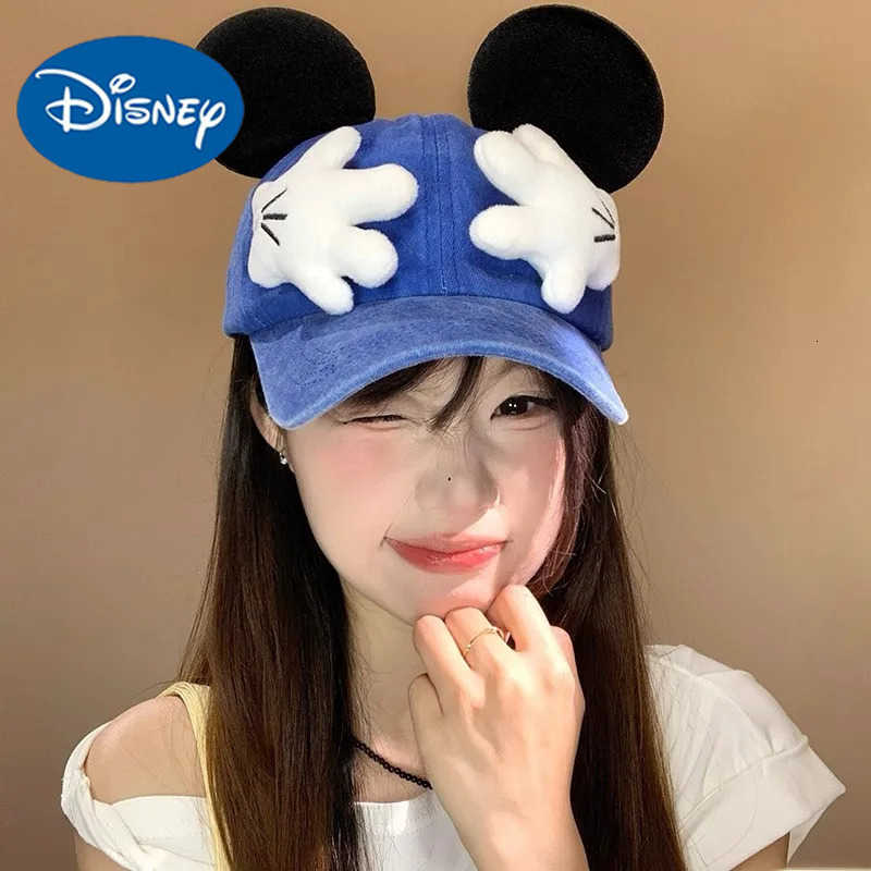 Disney cartoon cute Mickey Mouse ears hand cover face baseball cap casual fashion outdoor sports sunshade cap girl gift H250926