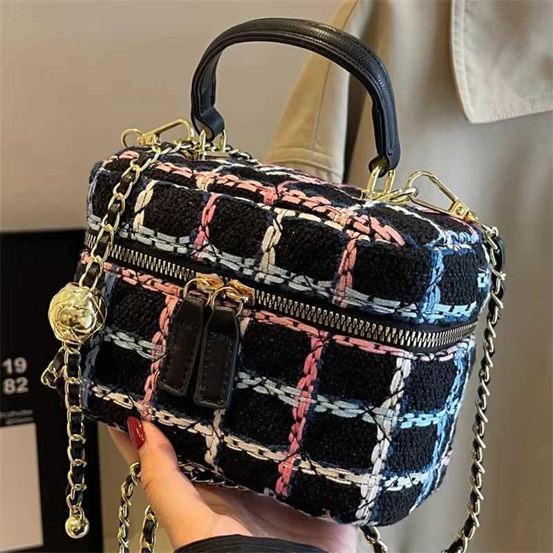 Fashion Plaid Print Tweed Crossbody Bag for Women Casual Versatile Female Shopping Chain Shoulder Pack Large Capacity Handle Bag Z250926