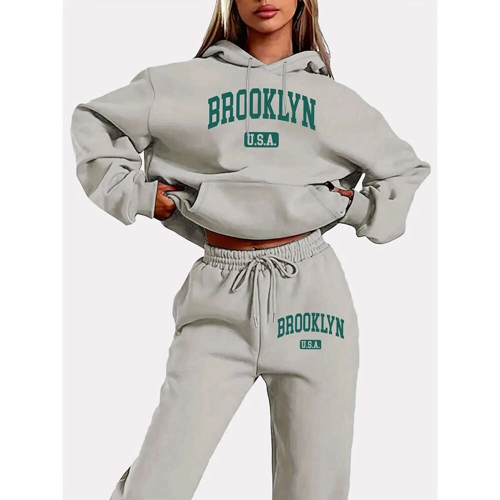 New Women's Fashion Trendy Casual Loose Hoodie Sweatshirt Set Printed Plus Size for Women