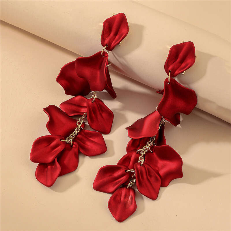 Rose Petal Long Tassel Fashion Ins Elegant Internet Celebrity Temperament High-end Eco-friendly Earrings for Women