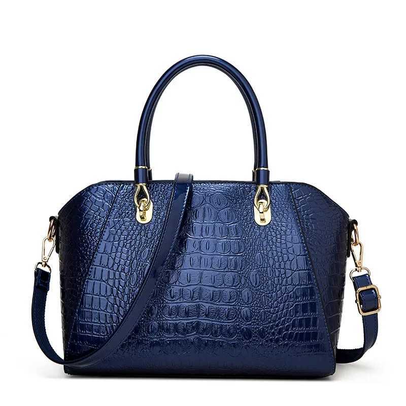 Crocodile Pattern Handbags for Women Designer Luxury Bag Shiny Faux Leather Ladies Hand Bags 2024 Trend Red Black Blue Green New Z250926